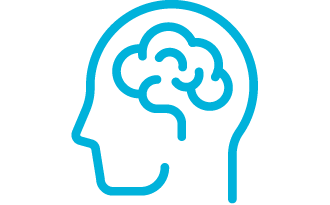 Icon of human brain in a head silhouette 