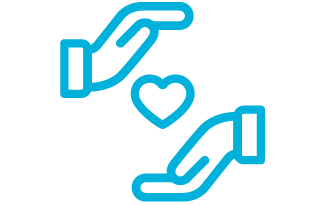 Icon of two hands encircling a heart