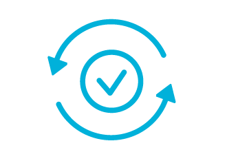 Icon of  two arrows circling a check mark
